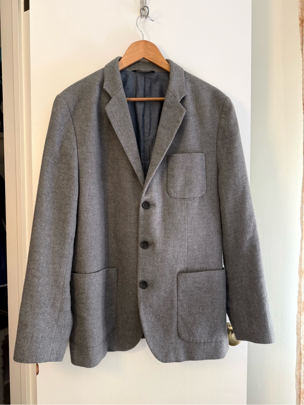 Banana Republic Tailored Slim Fit Gray Cotton Blazer Sport Coat 42R